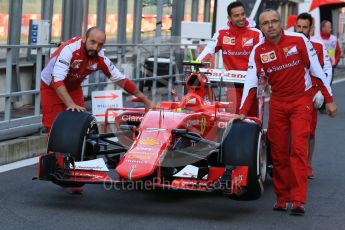 World © Octane Photographic Ltd. Scuderia Ferrari SF15-T– Kimi Raikkonen. Friday 21st August 2015, F1 Belgian GP Pitlane, Spa-Francorchamps, Belgium. Digital Ref: 1379LB1D7443