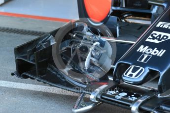 World © Octane Photographic Ltd. McLaren Honda MP4/30 fromt wing detail. Friday 21st August 2015, F1 Belgian GP Pitlane, Spa-Francorchamps, Belgium. Digital Ref: 1379LB1D7486