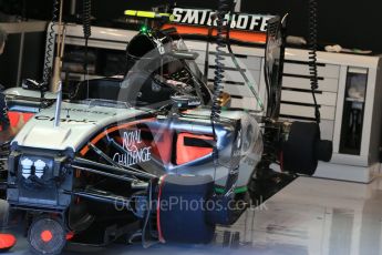 World © Octane Photographic Ltd. Sahara Force India VJM08B – Sergio Perez. Friday 21st August 2015, F1 Belgian GP Pitlane, Spa-Francorchamps, Belgium. Digital Ref: 1379LB1D7509