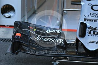 World © Octane Photographic Ltd. Sahara Force India VJM08B new design nose detail – Nico Hulkenberg. Friday 21st August 2015, F1 Belgian GP Pitlane, Spa-Francorchamps, Belgium. Digital Ref: 1379LB1D7514