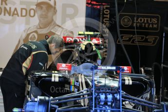 World © Octane Photographic Ltd. Lotus F1 Team E23 Hybrid – Pastor Maldonado. Friday 21st August 2015, F1 Belgian GP Pitlane, Spa-Francorchamps, Belgium. Digital Ref: 1379LB1D7537