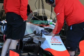 World © Octane Photographic Ltd. Manor Marussia F1 Team MR03B – Roberto Merhi. Friday 21st August 2015, F1 Belgian GP Pitlane, Spa-Francorchamps, Belgium. Digital Ref: 1379LB1D7549