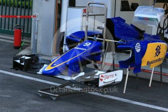 World © Octane Photographic Ltd. Sauber F1 Team C34-Ferrari nose and bodywork– Marcus Ericsson. Friday 21st August 2015, F1 Belgian GP Pitlane, Spa-Francorchamps, Belgium. Digital Ref: 1379LB1D7557