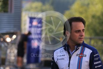 World © Octane Photographic Ltd. Williams Martini Racing FW37 – Felipe Massa and father Luis Antonio Massa. Friday 21st August 2015, F1 Belgian GP Paddock, Spa-Francorchamps, Belgium. Digital Ref: 1379LB1D7600