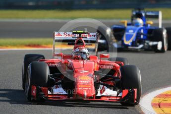 World © Octane Photographic Ltd. Scuderia Ferrari SF15-T – Kimi Raikkonen and Sauber F1 Team C34-Ferrari – Marcus Ericsson. Friday 21st August 2015, F1 Belgian GP Practice 1, Spa-Francorchamps, Belgium. Digital Ref: 1373LB1D7647