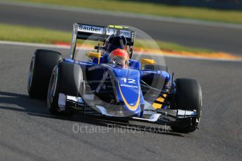 World © Octane Photographic Ltd. Sauber F1 Team C34-Ferrari – Felipe Nasr. Friday 21st August 2015, F1 Belgian GP Practice 1, Spa-Francorchamps, Belgium. Digital Ref: 1373LB1D7698