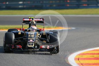 World © Octane Photographic Ltd. Lotus F1 Team E23 Hybrid – Pastor Maldonado. Friday 21st August 2015, F1 Belgian GP Practice 1, Spa-Francorchamps, Belgium. Digital Ref: 1373LB1D7740