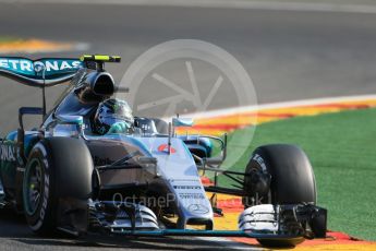 World © Octane Photographic Ltd. Mercedes AMG Petronas F1 W06 Hybrid with new design rear wing – Nico Rosberg. Friday 21st August 2015, F1 Belgian GP Practice 1, Spa-Francorchamps, Belgium. Digital Ref: 1373LB1D7869
