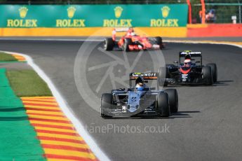 World © Octane Photographic Ltd. Sahara Force India VJM08B – Sergio Perez, McLaren Honda MP4/30 - Jenson Button and Scuderia Ferrari SF15-T – Sebastian Vettel. Friday 21st August 2015, F1 Belgian GP Practice 1, Spa-Francorchamps, Belgium. Digital Ref: 1373LB1D8155