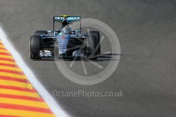 World © Octane Photographic Ltd. Mercedes AMG Petronas F1 W06 Hybrid with new design rear wing – Nico Rosberg. Friday 21st August 2015, F1 Belgian GP Practice 1, Spa-Francorchamps, Belgium. Digital Ref: 1373LB1D8211
