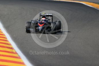 World © Octane Photographic Ltd. McLaren Honda MP4/30 - Jenson Button. Friday 21st August 2015, F1 Belgian GP Practice 1, Spa-Francorchamps, Belgium. Digital Ref: 1373LB1D8240
