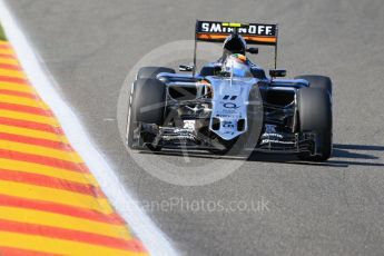 World © Octane Photographic Ltd. Sahara Force India VJM08B – Sergio Perez. Friday 21st August 2015, F1 Belgian GP Practice 1, Spa-Francorchamps, Belgium. Digital Ref: 1373LB7D4767