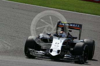 World © Octane Photographic Ltd. Sahara Force India VJM08B – Sergio Perez. Friday 21st August 2015, F1 Belgian GP Practice 2, Spa-Francorchamps, Belgium. Digital Ref: 1375LB1D8359