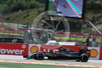 World © Octane Photographic Ltd. McLaren Honda MP4/30 - Jenson Button. Friday 21st August 2015, F1 Belgian GP Practice 2, Spa-Francorchamps, Belgium. Digital Ref: 1375LB5D6396