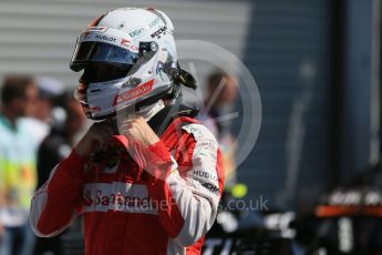 World © Octane Photographic Ltd. Scuderia Ferrari SF15-T – Sebastian Vettel. Saturday 22nd August 2015, F1 Belgian GP Qualifying Parc Ferme, Spa-Francorchamps, Belgium. Digital Ref: