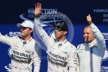 World © Octane Photographic Ltd. Mercedes AMG Petronas F1 W06 Hybrid – Lewis Hamilton (Pole), Nico Rosberg (2nd) and Williams Martini Racing FW37 – Valtteri Bottas (3rd). Saturday 22nd August 2015, F1 Belgian GP Qualifying, Spa-Francorchamps, Belgium. Digital Ref: