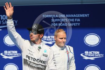 World © Octane Photographic Ltd. Mercedes AMG Petronas F1 W06 Hybrid – Lewis Hamilton (Pole) and Williams Martini Racing FW37 – Valtteri Bottas (3rd). Saturday 22nd August 2015, F1 Belgian GP Qualifying, Spa-Francorchamps, Belgium. Digital Ref: