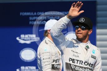 World © Octane Photographic Ltd. Mercedes AMG Petronas F1 W06 Hybrid – Lewis Hamilton (Pole) and Nico Rosberg (2nd). Saturday 22nd August 2015, F1 Belgian GP Qualifying, Spa-Francorchamps, Belgium. Digital Ref: