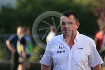 World © Octane Photographic Ltd. McLaren Honda - Eric Boullier. Saturday 22nd August 2015, F1 Belgian GP Paddock, Spa-Francorchamps, Belgium. Digital Ref: 1380LB1D9282