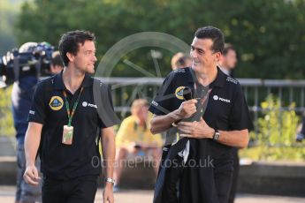 World © Octane Photographic Ltd. Lotus F1 Team – Federico Gastaldi and Jolyon Palmer. Saturday 22nd August 2015, F1 Belgian GP Paddock, Spa-Francorchamps, Belgium. Digital Ref: 1380LB1D9301
