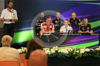 World © Octane Photographic Ltd. FIA Team Personnel Press Conference. Friday 21st August 2015, F1 Belgian GP, Spa-Francorchamps, Belgium. James Allison - Scuderia Ferrari Technical Director, Nick Chester – Lotus F1 Team Technical Director, Giampaolo Dall'Ara – Sauber Ferrari F1 Team Head of Track Engineering, Andrew Green – Sahara Force India Technical Director, Paddy Lowe - Mercedes AMG Petronas Executive Director (Technical), Paul Monaghan - Infinity Red Bull Racing Chief Engineer - Car Engineering. Digital Ref: 1377LB5D6576