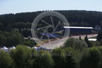 World © Octane Photographic Ltd. Eau Rouge through the trees. Thursday 20th August 2015, F1 Belgian GP Paddock, Spa-Francorchamps, Belgium. Digital Ref: 1370LB1D6693