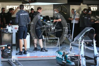 World © Octane Photographic Ltd. Mercedes AMG Petronas F1 W06 Hybrid – Lewis Hamilton. Thursday 20th August 2015, F1 Belgian GP Pitlane, Spa-Francorchamps, Belgium. Digital Ref: 1370LB1D6702