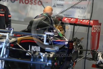 World © Octane Photographic Ltd. Scuderia Toro Rosso STR10. Thursday 20th August 2015, F1 Belgian GP Pitlane, Spa-Francorchamps, Belgium. Digital Ref: 1370LB1D6986