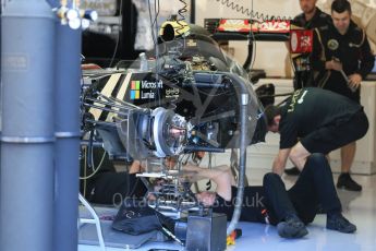 World © Octane Photographic Ltd. Lotus F1 Team E23 Hybrid – Pastor Maldonado. Thursday 20th August 2015, F1 Belgian GP Pitlane, Spa-Francorchamps, Belgium. Digital Ref: 1370LB1D7018