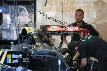 World © Octane Photographic Ltd. Lotus F1 Team E23 Hybrid – Pastor Maldonado. Thursday 20th August 2015, F1 Belgian GP Pitlane, Spa-Francorchamps, Belgium. Digital Ref: 1370LB1D7025