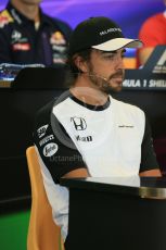 World © Octane Photographic Ltd. FIA Drivers’ Press Conference. Thursday 23rd July 2015, F1 Belgian GP, Spa-Francorchamps, Belgium. Fernando Alonso – McLaren Honda. Digital Ref: 1371LB5D6276