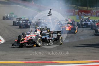 World © Octane Photographic Ltd. Saturday 22nd August 2015. ART Grand Prix – Stoffel Vandoorne ahead of MP Motorsport – Oliver Rowland and ART Grand Prix – Nobuharu Matsushita as they make contact. GP2 Race 1 – Spa-Francorchamps, Belgium. Digital Ref. : 1383LB1D0920