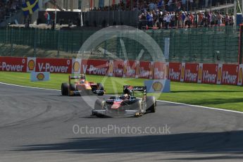 World © Octane Photographic Ltd. Saturday 22nd August 2015. ART Grand Prix – Stoffel Vandoorne and Racing Engineering – Alexander Rossi. GP2 Race 1 – Spa-Francorchamps, Belgium. Digital Ref. : 1383LB1D0943