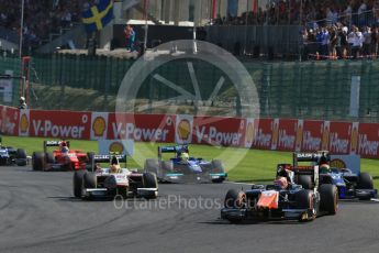 World © Octane Photographic Ltd. Saturday 22nd August 2015. Trident – Raffaele Marciello and Campos Racing – Rio Haryanto. GP2 Race 1 – Spa-Francorchamps, Belgium. Digital Ref. : 1383LB1D0964