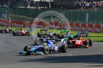 World © Octane Photographic Ltd. Saturday 22nd August 2015. Carlin – Julian Leal and Arden International – Andre Negrao. GP2 Race 1 – Spa-Francorchamps, Belgium. Digital Ref. : 1383LB1D0971