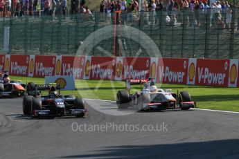 World © Octane Photographic Ltd. Saturday 22nd August 2015. Rapax – Robert Visoiu and Campos Racing – Arthur Pic. GP2 Race 1 – Spa-Francorchamps, Belgium. Digital Ref. : 1383LB1D1009