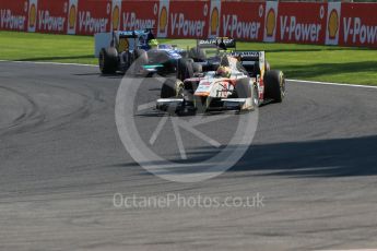 World © Octane Photographic Ltd. Saturday 22nd August 2015. Campos Racing – Rio Haryanto and Carlin – Julian Leal. GP2 Race 1 – Spa-Francorchamps, Belgium. Digital Ref. : 1383LB1D1017