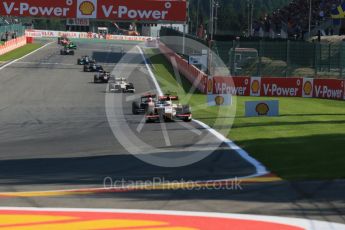 World © Octane Photographic Ltd. Saturday 22nd August 2015. Campos Racing – Arthur Pic and Trident – Raffaele Marciello. GP2 Race 1 – Spa-Francorchamps, Belgium. Digital Ref. : 1383LB1D1064