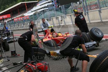 World © Octane Photographic Ltd. Thursday 20th August 2015. Racing Engineering – Alexander Rossi pit stop practice. GP2 Paddock – Spa-Francorchamps, Belgium. Digital Ref. : 1372LB1D7394