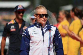 World © Octane Photographic Ltd. Williams Martini Racing FW37 – Valtteri Bottas and Infiniti Red Bull Racing RB11 – Daniel Ricciardo. Sunday 23rd August 2015, F1 Belgian GP Drivers’ Parade, Spa-Francorchamps, Belgium. Digital Ref: 1388LB1D1841