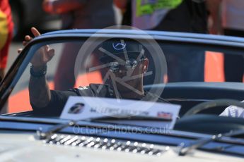 World © Octane Photographic Ltd. Mercedes AMG Petronas F1 W06 Hybrid – Lewis Hamilton. Sunday 23rd August 2015, F1 Belgian GP Drivers’ Parade, Spa-Francorchamps, Belgium. Digital Ref: 1388LB1D1890