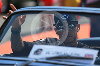 World © Octane Photographic Ltd. Mercedes AMG Petronas F1 W06 Hybrid – Lewis Hamilton. Sunday 23rd August 2015, F1 Belgian GP Drivers’ Parade, Spa-Francorchamps, Belgium. Digital Ref: 1388LB1D1893