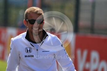 World © Octane Photographic Ltd. McLaren Honda MP4/30 - Jenson Button. Sunday 23rd August 2015, F1 Belgian GP Drivers’ Parade, Spa-Francorchamps, Belgium. Digital Ref: 1388LB1D1911