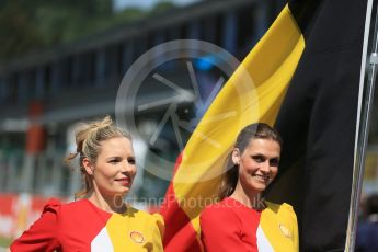 World © Octane Photographic Ltd. Shell grid girls. Sunday 23rd August 2015, F1 Belgian GP Grid, Spa-Francorchamps, Belgium. Digital Ref: 1388LB1D1933
