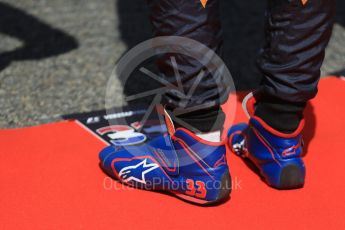 World © Octane Photographic Ltd. The drivers line up for the playing of the Belgian National Anthem. Sunday 23rd August 2015, F1 Belgian GP Grid, Spa-Francorchamps, Belgium. Digital Ref: 1388LB1D1974