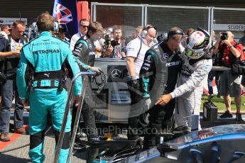 World © Octane Photographic Ltd. Mercedes AMG Petronas F1 W06 Hybrid – Lewis Hamilton. Sunday 23rd August 2015, F1 Belgian GP Grid, Spa-Francorchamps, Belgium. Digital Ref: 1388LB5D9937
