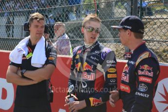 World © Octane Photographic Ltd. Infiniti Red Bull Racing RB11 – Daniil Kvyat and Scuderia Toro Rosso STR10 – Max Verstappen. Sunday 23rd August 2015, F1 Belgian GP Grid, Spa-Francorchamps, Belgium. Digital Ref: 1388LB5D9952