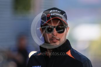 World © Octane Photographic Ltd. Sahara Force India VJM08B – Sergio Perez. Sunday 23rd August 2015, F1 Belgian GP Paddock, Spa-Francorchamps, Belgium. Digital Ref: 1387LB1D1431