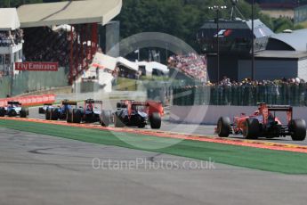 World © Octane Photographic Ltd. The pack heading to Eau Rouge. Sunday 23rd August 2015, F1 Belgian GP Race, Spa-Francorchamps, Belgium. Digital Ref: 1389LB1D2204