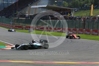 World © Octane Photographic Ltd. Mercedes AMG Petronas F1 W06 Hybrid – Nico Rosberg and Scuderia Ferrari SF15-T – Sebastian Vettel. Sunday 23rd August 2015, F1 Belgian GP Race, Spa-Francorchamps, Belgium. Digital Ref: 1389LB5D0054